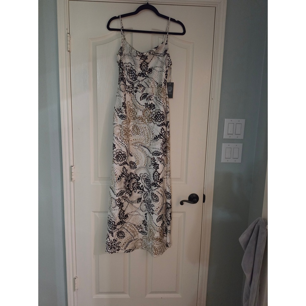 Vince Camuto New Romantic Maxi Dress Birch Paisley Floral Satin Slip Dress 4
